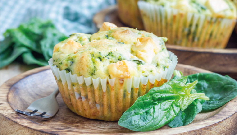 Receita de muffin integral de queijo com espinafre